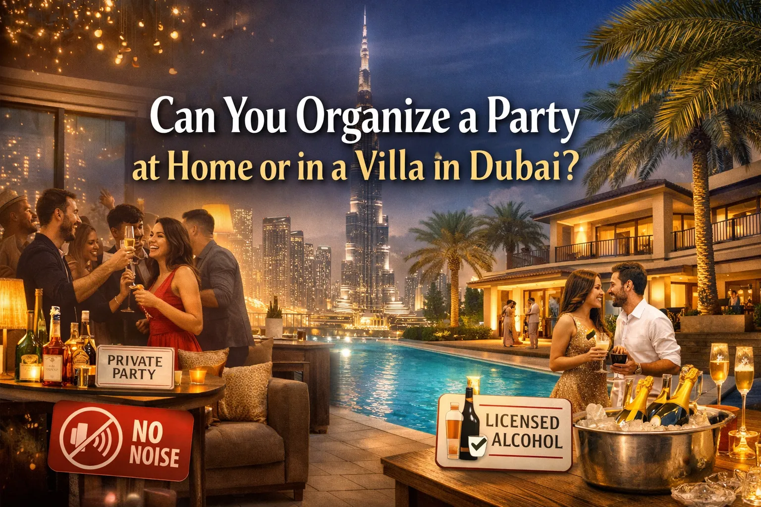 Can you organize a party at home or in a private villa in Dubai?